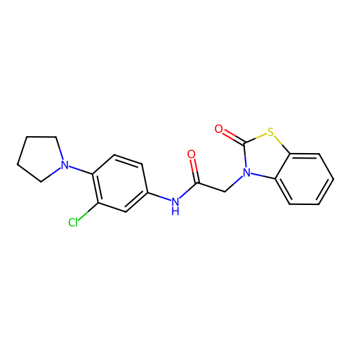 N-(3-chloro-4-(pyrrolidin-1-yl)phenyl)-2-(2-oxobenzo[d]thiazol-3(2H)-yl)acetamide structure