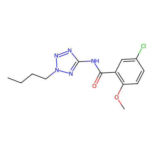 N-(2-butyl-2H-tetrazol-5-yl)-5-chloro-2-methoxybenzamide structure