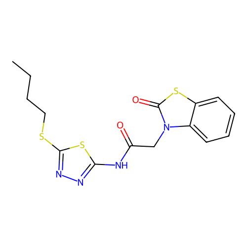 N-(5-(butylthio)-1,3,4-thiadiazol-2-yl)-2-(2-oxobenzo[d]thiazol-3(2H)-yl)acetamide structure