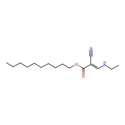 Decyl (E)-2-cyano-3-ethylamino-prop-2-enoate structure
