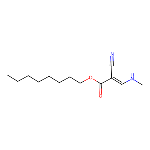 2-Propenoic acid, 2-cyano-3-(methylamino)-, octyl ester structure