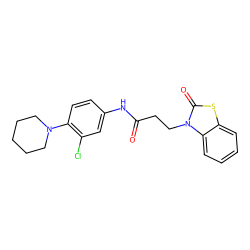 N-(3-chloro-4-(piperidin-1-yl)phenyl)-3-(2-oxobenzo[d]thiazol-3(2H)-yl)propanamide structure