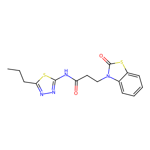 3-(2-oxo-1,3-benzothiazol-3(2H)-yl)-N-(5-propyl-1,3,4-thiadiazol-2-yl)propanamide structure