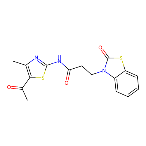 N-(5-acetyl-4-methylthiazol-2-yl)-3-(2-oxobenzo[d]thiazol-3(2H)-yl)propanamide structure