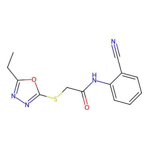 N-(2-cyanophenyl)-2-[(5-ethyl-1,3,4-oxadiazol-2-yl)sulfanyl]acetamide structure