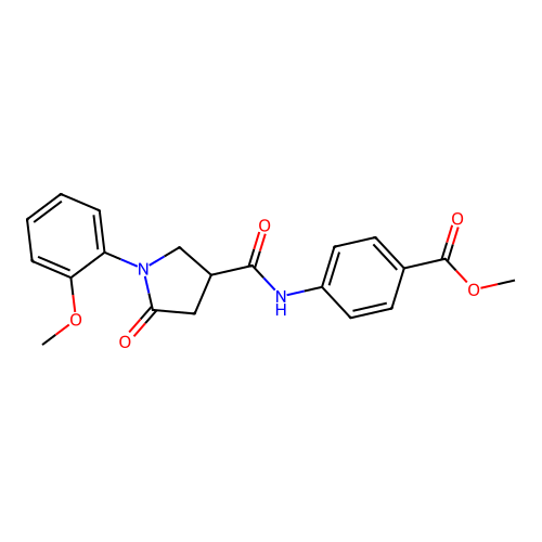 Methyl 4-({[1-(2-methoxyphenyl)-5-oxopyrrolidin-3-yl]carbonyl}amino)benzoate structure