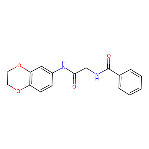 N-[2-(2,3-dihydro-1,4-benzodioxin-6-ylamino)-2-oxoethyl]benzamide structure