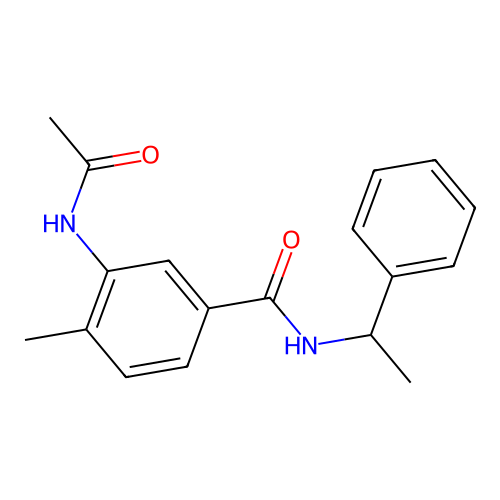 3-acetamido-4-methyl-N-(1-phenylethyl)benzamide structure
