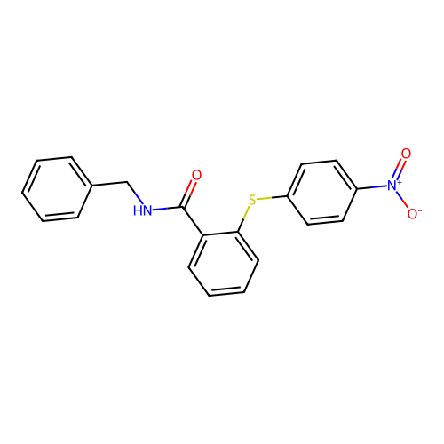 N-benzyl-2-(4-nitrophenyl)sulfanylbenzamide structure