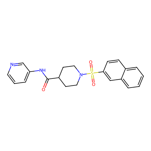 1-naphthalen-2-ylsulfonyl-N-pyridin-3-ylpiperidine-4-carboxamide structure