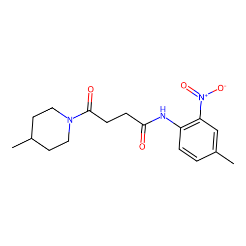 N-(4-methyl-2-nitrophenyl)-4-(4-methylpiperidin-1-yl)-4-oxobutanamide structure
