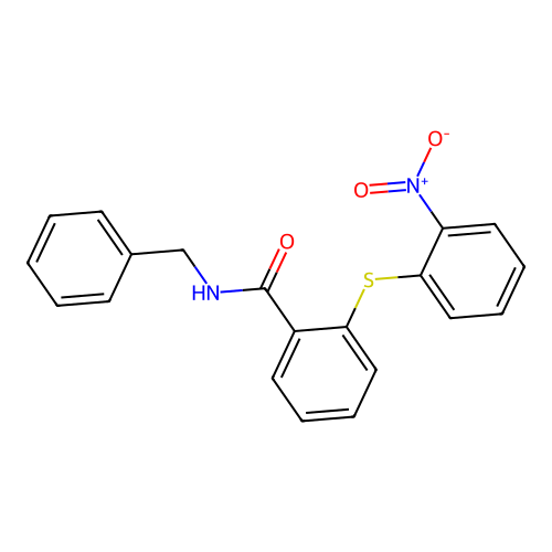 N-benzyl-2-(2-nitrophenyl)sulfanylbenzamide structure