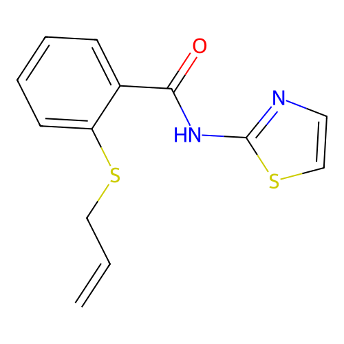 2-prop-2-enylsulfanyl-N-(1,3-thiazol-2-yl)benzamide structure