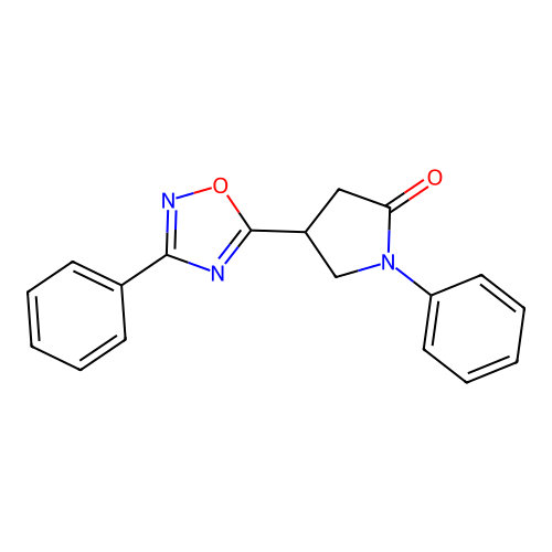 1-Phenyl-4-(3-phenyl-1,2,4-oxadiazol-5-yl)pyrrolidin-2-one structure