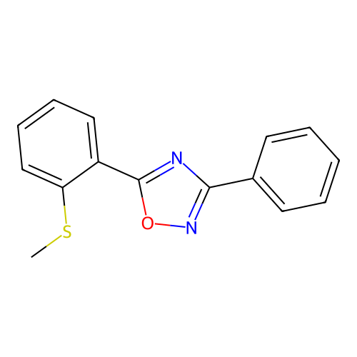 5-(2-Methylsulfanylphenyl)-3-phenyl-1,2,4-oxadiazole structure