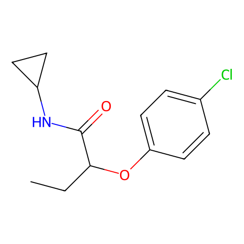 2-(4-chlorophenoxy)-N-cyclopropylbutanamide structure