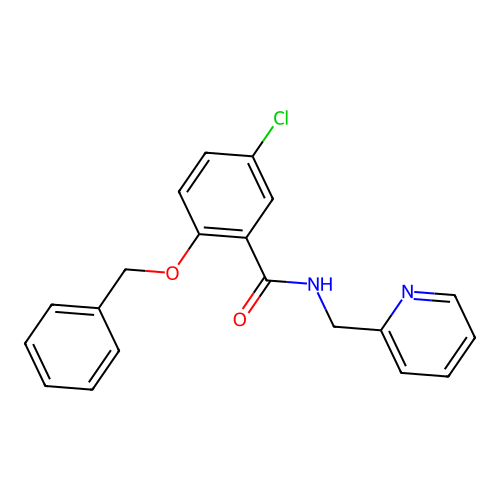 5-chloro-2-phenylmethoxy-N-(pyridin-2-ylmethyl)benzamide structure