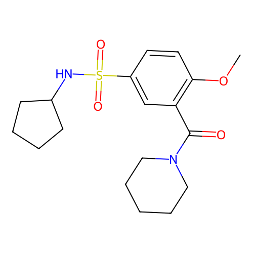 N-cyclopentyl-4-methoxy-3-(piperidine-1-carbonyl)benzenesulfonamide structure