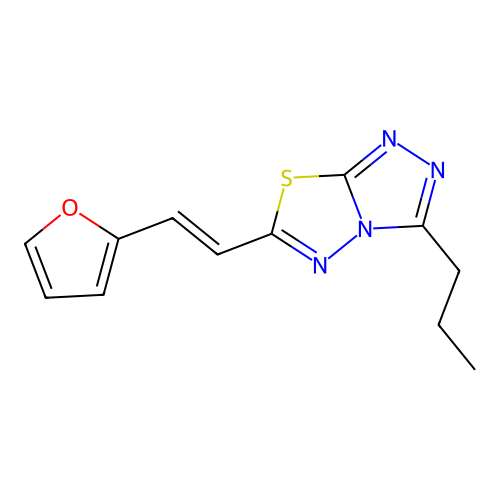6-[(E)-2-(furan-2-yl)ethenyl]-3-propyl-[1,2,4]triazolo[3,4-b][1,3,4]thiadiazole structure