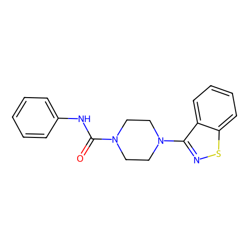 4-(1,2-benzothiazol-3-yl)-N-phenylpiperazine-1-carboxamide structure