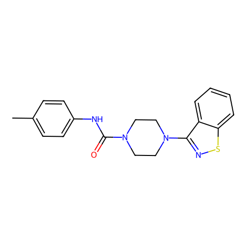 4-(1,2-benzothiazol-3-yl)-N-(4-methylphenyl)piperazine-1-carboxamide structure