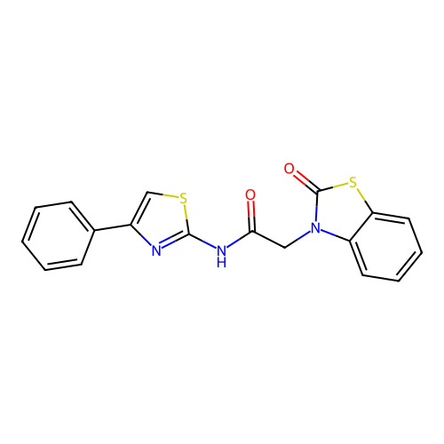 2-(2-oxo-1,3-benzothiazol-3(2H)-yl)-N-(4-phenyl-1,3-thiazol-2-yl)acetamide structure