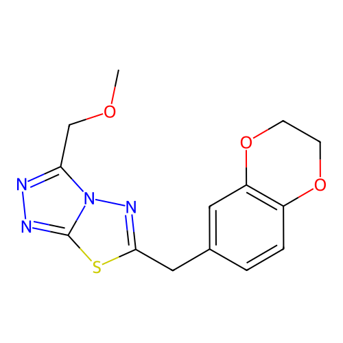 6-(2,3-dihydro-1,4-benzodioxin-6-ylmethyl)-3-(methoxymethyl)[1,2,4]triazolo[3,4-b][1,3,4]thiadiazole structure