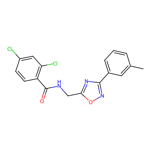2,4-dichloro-N-[[3-(3-methylphenyl)-1,2,4-oxadiazol-5-yl]methyl]benzamide structure