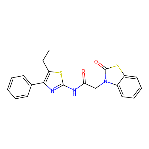 N-(5-ethyl-4-phenyl-1,3-thiazol-2-yl)-2-(2-oxo-1,3-benzothiazol-3(2H)-yl)acetamide structure