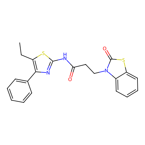 N-(5-ethyl-4-phenyl-1,3-thiazol-2-yl)-3-(2-oxo-1,3-benzothiazol-3(2H)-yl)propanamide structure