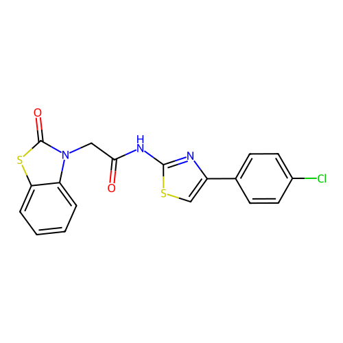 N-(4-(4-chlorophenyl)thiazol-2-yl)-2-(2-oxobenzo[d]thiazol-3(2H)-yl)acetamide structure