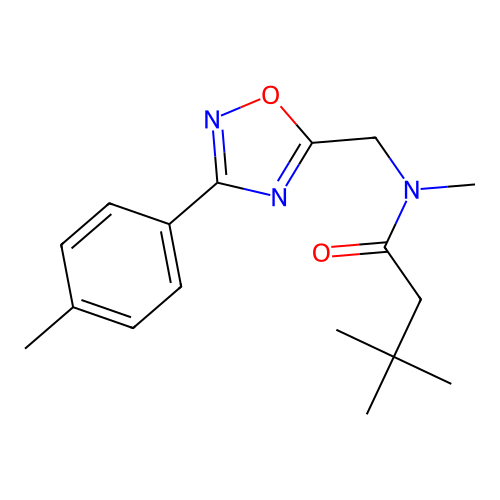 N,3,3-trimethyl-N-[[3-(4-methylphenyl)-1,2,4-oxadiazol-5-yl]methyl]butanamide structure