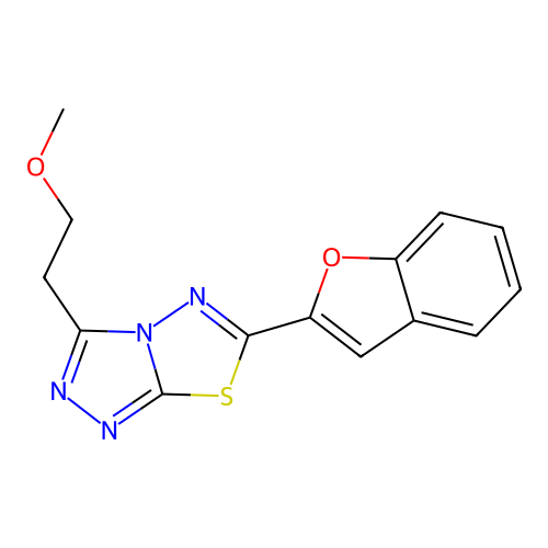 6-(1-Benzofuran-2-yl)-3-(2-methoxyethyl)[1,2,4]triazolo[3,4-b][1,3,4]thiadiazole structure