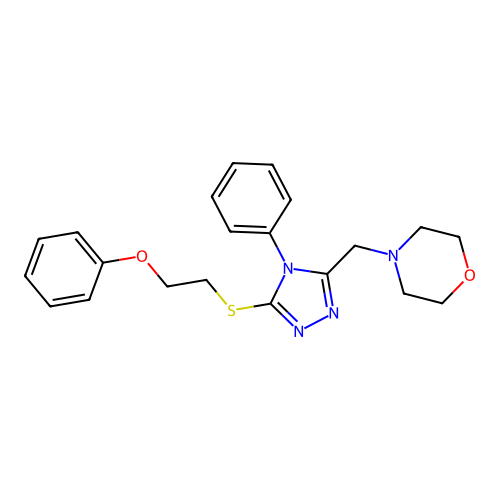 4-[[5-(2-Phenoxyethylsulfanyl)-4-phenyl-1,2,4-triazol-3-yl]methyl]morpholine structure