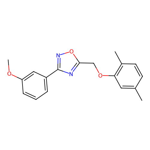 5-[(2,5-Dimethylphenoxy)methyl]-3-(3-methoxyphenyl)-1,2,4-oxadiazole structure