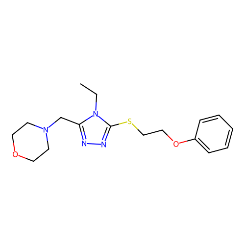 4-[[4-Ethyl-5-(2-phenoxyethylsulfanyl)-1,2,4-triazol-3-yl]methyl]morpholine structure