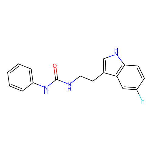 1-[2-(5-fluoro-1H-indol-3-yl)ethyl]-3-phenylurea structure