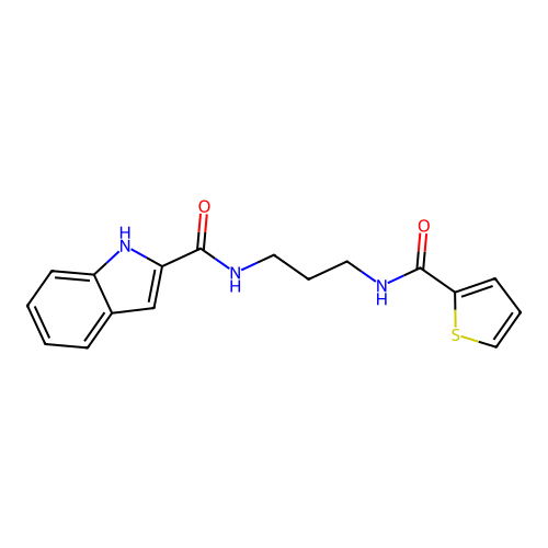 N-{3-[(thiophen-2-ylcarbonyl)amino]propyl}-1H-indole-2-carboxamide structure