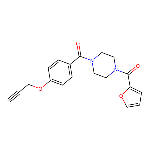 [4-(Furan-2-carbonyl)piperazin-1-yl]-(4-prop-2-ynoxyphenyl)methanone structure