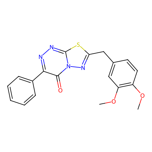 7-(3,4-dimethoxybenzyl)-3-phenyl-4H-[1,3,4]thiadiazolo[2,3-c][1,2,4]triazin-4-one structure