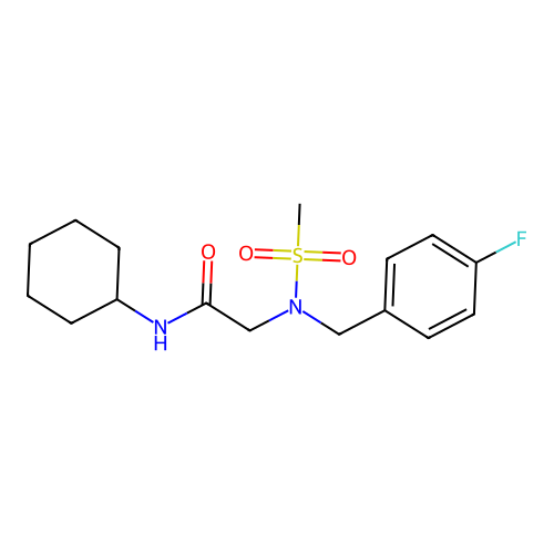 N-cyclohexyl-2-[(4-fluorophenyl)methyl-methylsulfonylamino]acetamide structure