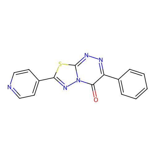 3-Phenyl-7-pyridin-4-yl-[1,3,4]thiadiazolo[2,3-c][1,2,4]triazin-4-one structure