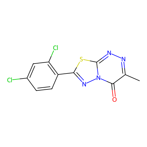 7-(2,4-dichlorophenyl)-3-methyl-4H-[1,3,4]thiadiazolo[2,3-c][1,2,4]triazin-4-one structure