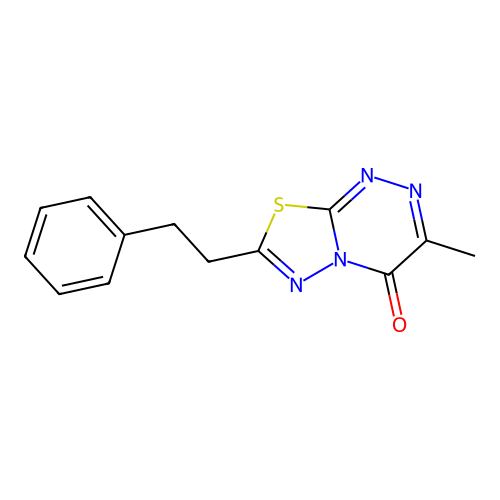 3-methyl-7-(2-phenylethyl)-4H-[1,3,4]thiadiazolo[2,3-c][1,2,4]triazin-4-one structure