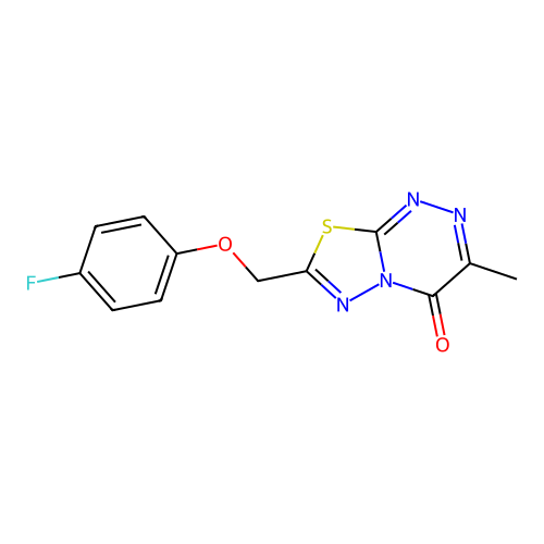 7-[(4-fluorophenoxy)methyl]-3-methyl-4H-[1,3,4]thiadiazolo[2,3-c][1,2,4]triazin-4-one structure