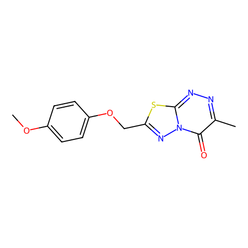 7-[(4-methoxyphenoxy)methyl]-3-methyl-4H-[1,3,4]thiadiazolo[2,3-c][1,2,4]triazin-4-one structure