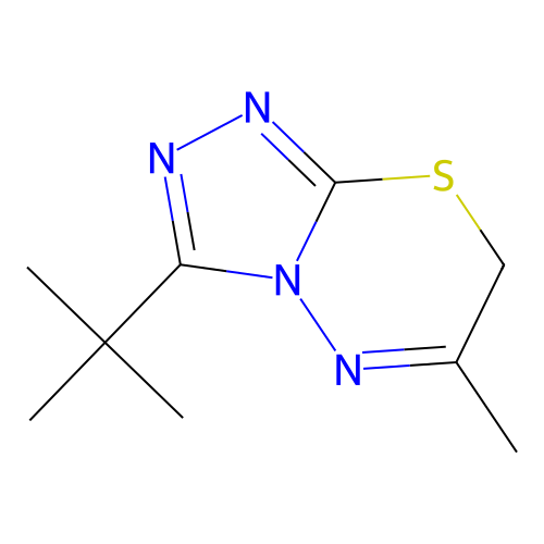 3-tert-butyl-6-methyl-7H-[1,2,4]triazolo[3,4-b][1,3,4]thiadiazine structure