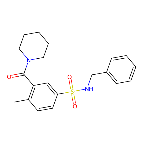 N-benzyl-4-methyl-3-(piperidine-1-carbonyl)benzenesulfonamide structure