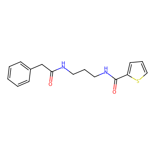 N-{3-[(phenylacetyl)amino]propyl}thiophene-2-carboxamide structure