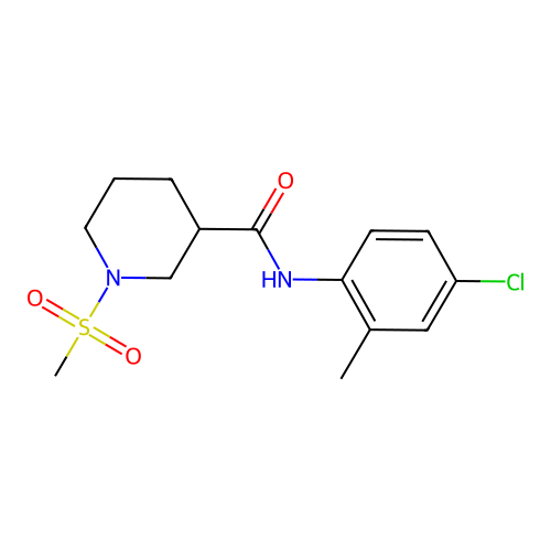 N-(4-chloro-2-methylphenyl)-1-methylsulfonylpiperidine-3-carboxamide structure